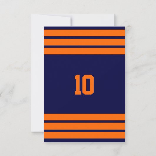 オレンジアンドネイビーブルーチーム誕生日招待状 招待状 (裏面)