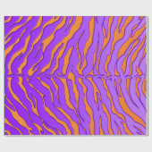 オレンジアンドパープルタイガーストライプアニマルプリント ラッピングペーパー (フラット)