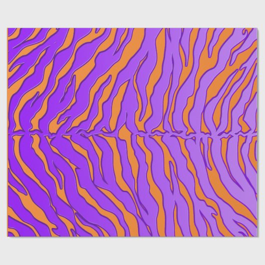 オレンジアンドパープルタイガーストライプアニマルプリント ラッピングペーパー (フラット)