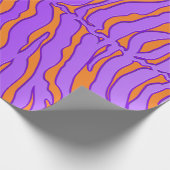 オレンジアンドパープルタイガーストライプアニマルプリント ラッピングペーパー (角)