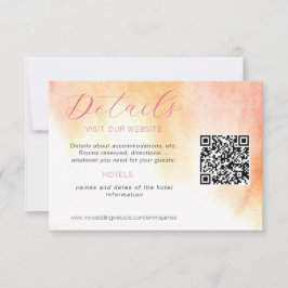 オレンジアンドピンクローズ詳細アコモデーションRSVPカー 出欠カード