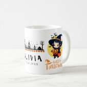 オレンジアンドブラックハロウィーンホリデーネーム誕生日 コーヒーマグカップ (正面右)