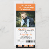 オレンジアンドブラックベースボール誕生日チケット 招待状 (正面)