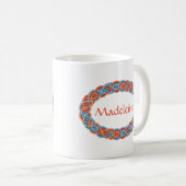 オレンジアンドブルーオーバルケルト結び目模様縁どトリステリオン コーヒーマグカップ (正面右)
