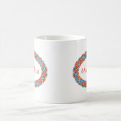 オレンジアンドブルーオーバルケルト結び目模様縁どトリステリオン コーヒーマグカップ (中央)