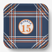 オレンジアンドブルースポーツテーマ紙プレート ペーパープレート (正面)