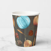 オレンジアンドブルーパンプキンスカントリー素朴秋 紙コップ (裏面)