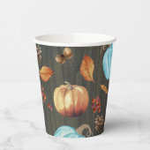 オレンジアンドブルーパンプキンスカントリー素朴秋 紙コップ (左)