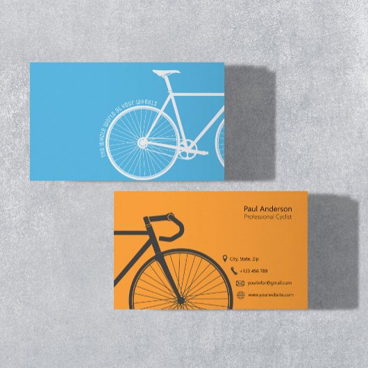 オレンジアンドブループロフェッショナルサイクリスト 名刺
