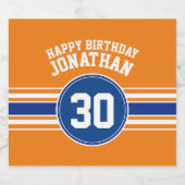 オレンジアンドブルー誕生日スポーツテーマ ビールラベル (シングルラベル)