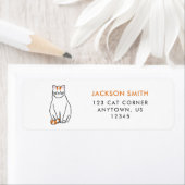 オレンジアンドホワイトキャット差出人住所ラベル ラベル (インサイチュ)