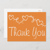 オレンジアンドホワイトサンキューハート秋の結婚式 ポストカード (正面/裏面)