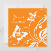 オレンジアンドホワイトバタフライ結婚式招待状 招待状 (裏面)