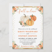 オレンジアンドホワイトフローラカボチャ秋の結婚式 招待状 (正面)