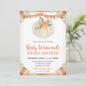 オレンジアンドホワイトフローラカボチャ秋スウィート16 招待状 (スタンド正面)