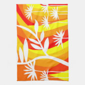 オレンジアンドホワイトボタニカルイラストレーション キッチンタオル (縦)