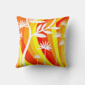 オレンジアンドホワイトボタニカルイラストレーション クッション (裏面)