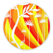 オレンジアンドホワイトボタニカルイラストレーション セラミックノブ (正面)