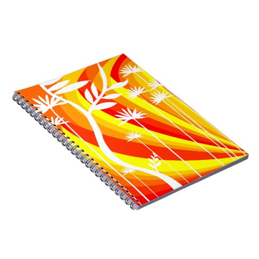 オレンジアンドホワイトボタニカルイラストレーション ノートブック (右側)