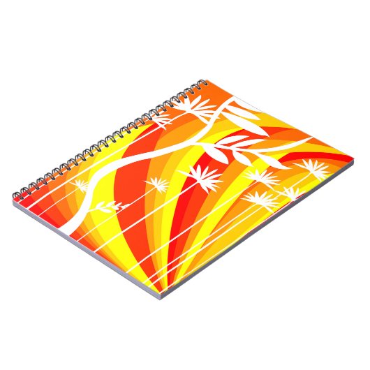 オレンジアンドホワイトボタニカルイラストレーション ノートブック (左側)