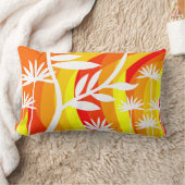 オレンジアンドホワイトボタニカルイラストレーション ランバークッション (ブランケット)
