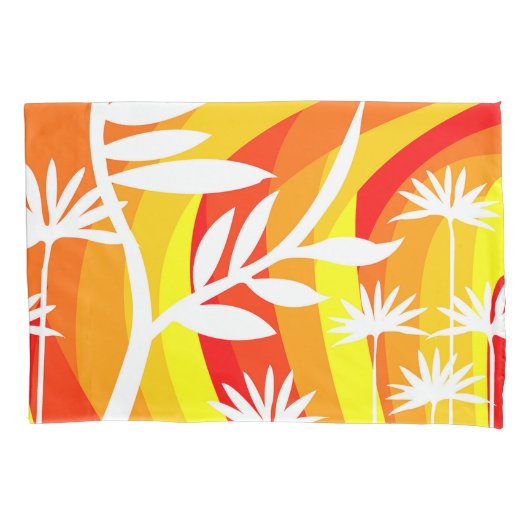 オレンジアンドホワイトボタニカルイラストレーション 枕カバー (正面左)