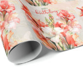 オレンジアンドホワイトリリーハッピーバースデー ラッピングペーパー (ロールコーナー)