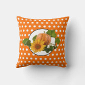 オレンジアンドホワイト水玉模様感謝祭 クッション (裏面)