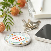 オレンジアンドミントフローラガーランドフォークアート キーホルダー (側面)