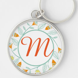 オレンジアンドミントフローラガーランドフォークアート キーホルダー