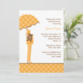 オレンジアンブレラマムベビーシャワー招待状 招待状 (スタンド正面)