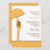 オレンジアンブレラマムベビーシャワー招待状 招待状 (正面/裏面)