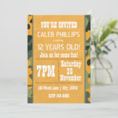 オレンジアーミーカモフラージュバースデーパーティ招待状 招待状 (スタンド正面)