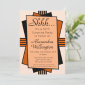 オレンジアールデコサプライズパーティー誕生日 招待状 (スタンド正面)