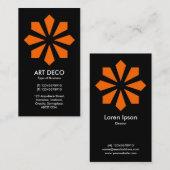 オレンジアールデコフラワースター – 黒 名刺 (正面/裏面)