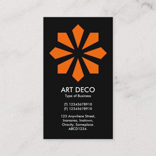 オレンジアールデコフラワースター – 黒 名刺 (正面)