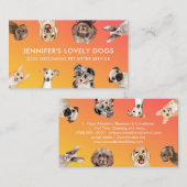 オレンジイエローかわいい小さなサイズの犬ペットシッター 名刺 (正面/裏面)
