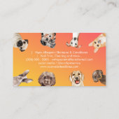 オレンジイエローかわいい小さなサイズの犬ペットシッター 名刺 (裏面)