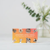 オレンジイエローかわいい小さなサイズの犬ペットシッター 名刺 (スタンド正面)