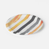 オレンジイエローとブラックウォーターカラーストライププレート ペーパープレート (アングル)