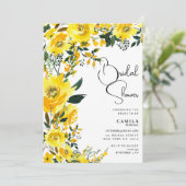 オレンジイエローの夏の植物花のブライダルシャワー 招待状 (スタンド正面)