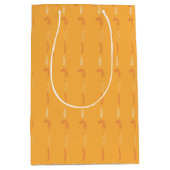 オレンジイエローの花の落書き ミディアムペーパーバッグ (正面)