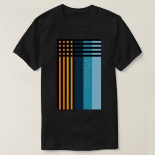 オレンジイエローグリーンブルーブラックストライプカスタマイズ Tシャツ