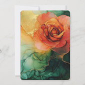 オレンジイエローグリーン金ゴールドフローラ誕生日 招待状 (裏面)