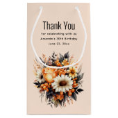 オレンジイエローグレーフラワーブーケありがとう スモールペーパーバッグ (裏面)