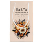 オレンジイエローグレーフラワーブーケありがとう スモールペーパーバッグ (正面)
