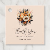 オレンジイエローグレーフラワーブーケありがとう フェイバータグ (正面)