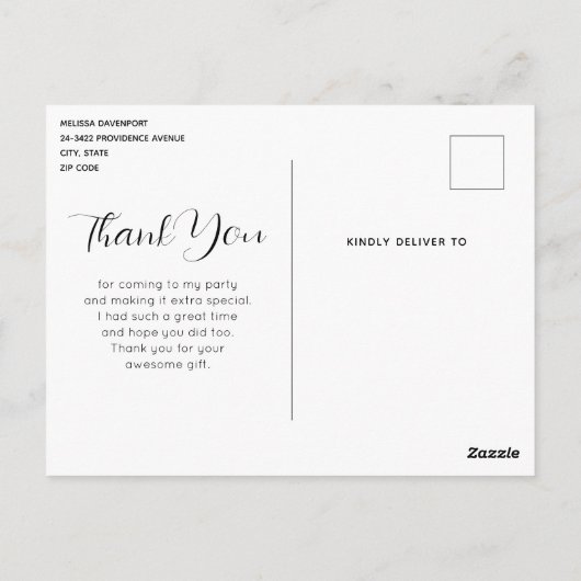 オレンジイエローグレーフラワーブーケありがとう ポストカード (裏面)