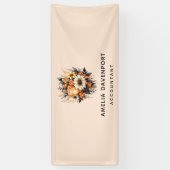 オレンジイエローグレーフラワーブーケビジネス 横断幕 (縦)