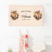 オレンジイエローグレーフラワーブーケ誕生日へようこそ 横断幕 (インサイチュ)